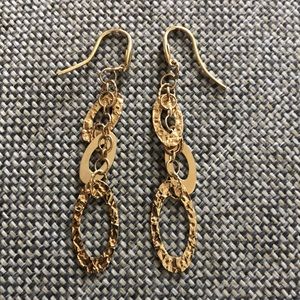 14k yellow gold 3 inch small hoops drop earrings, worn twice